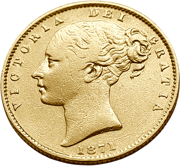 картинка Австралия. 1 Соверен 1871 г. Золото. 7.9881 г*0.917 0.2355 oz. (S). от магазина Одежда+ 2