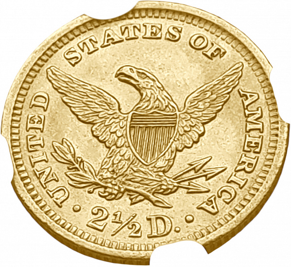 картинка США. 2 1/2 Доллара 1905 г. Золото. 4.18 г*0.900 0.1209 oz. СЛАБ NGC MS 62! от магазина Одежда+ 2