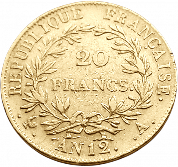 картинка Франция. 20 Франков 1803 (AN 12) г. Золото 6.4516 г*0.900 0.1867 oz. от магазина Одежда+ 2