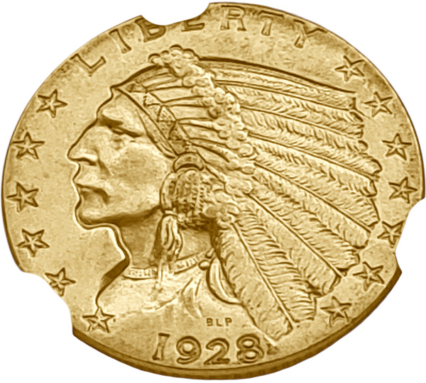 картинка США. 2 1/2 Доллара 1928 г. Золото. 4.18 г*0.900 0.121 oz. СЛАБ NGC MS 62! от магазина Одежда+