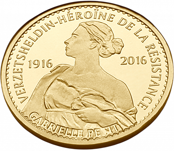 картинка Бельгия. 100 Евро 2016г. Золото. 15.55 г*0.999 0.5 oz. Героиня Сопротивления! ТИРАЖ 300 ШТ! от магазина Одежда+