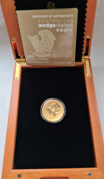 картинка Австралия. 100 Долларов 2025 г. Золото. 31.107 г* 0.9999 1.0 oz. Орел! Сертификат! Ультравысокий Рельеф! от магазина Одежда+ 3