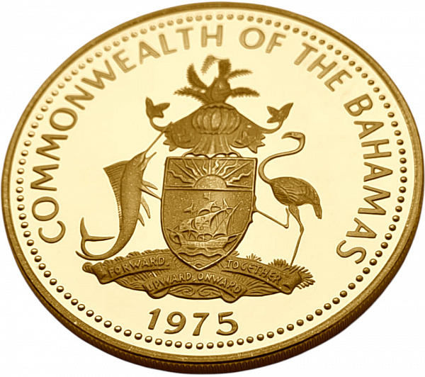 картинка Багамские острова. 100 Долларов 1975 г. Золото. 18.0145 г*0.500 0.2896 oz. от магазина Одежда+ 2
