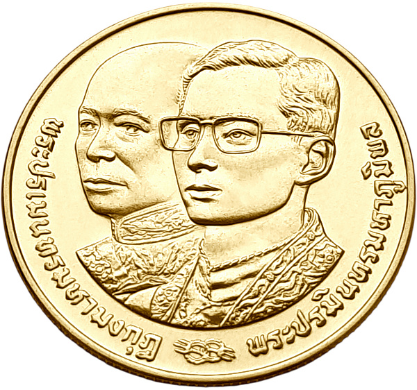 картинка Таиланд. 6000 Бат 1991 (2534) г. Золото. 15.0 г*0.900 0.4340 oz. Два Короля! от магазина Одежда+