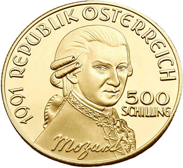 картинка Австрия. 500 Шиллингов 1991 г. Золото. 8.11 г*0.986 0.2571 oz. Моцарт! Дон Жуан! от магазина Одежда+ 2