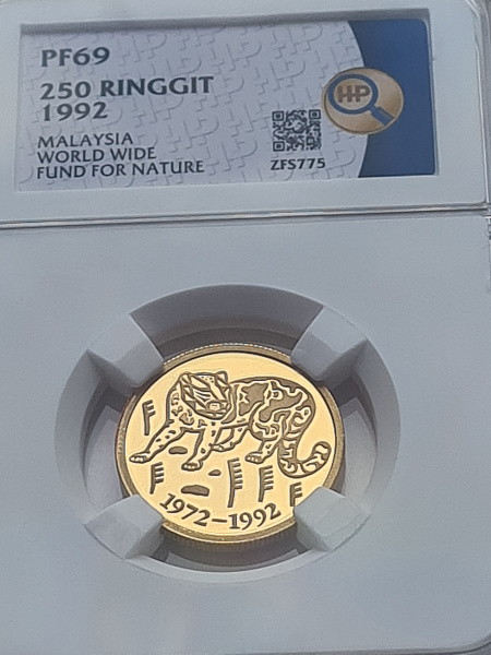картинка Малайзия. 250 Ринггит 1992 г. Золото. 8.6 г*0.900 0.2488 oz. Леопард! от магазина Одежда+ 3