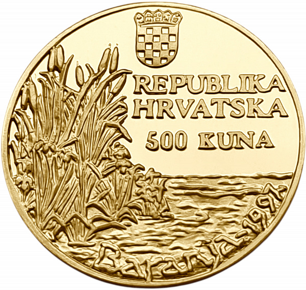 картинка Хорватия. 500 Куна 1997 г. Золото. 3.5 г*0.986 0.1109 oz. Орлан-белохвост! Пруф! Тираж 1000 ЭКЗ! от магазина Одежда+ 2