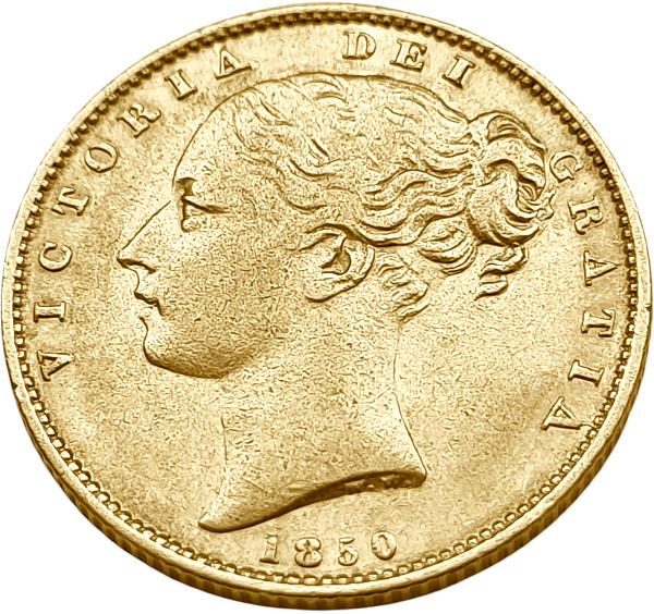 картинка Великобритания. 1 Соверен 1850 г. Золото. 7.99 г*0.9167 0.2355 oz. от магазина Одежда+