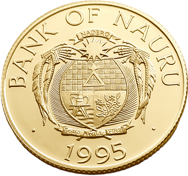 картинка Науру. 50 Долларов 1995 г. Золото. 7.776 г*0.5833 0.1458 oz. Пруф! от магазина Одежда+ 2