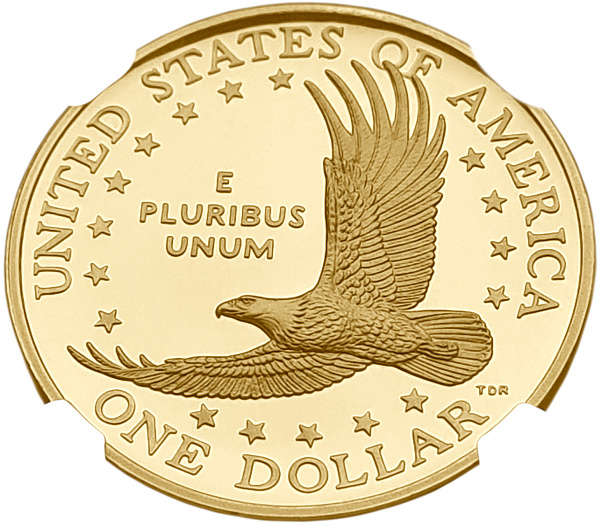 картинка США. 1 Доллар 2025 г. Золото. 15.55 г*0.9999 0.5 oz. Сакагавея! Пруф! СЛАБ NGC PF 70 ULTRA CAMEO! от магазина Одежда+ 2
